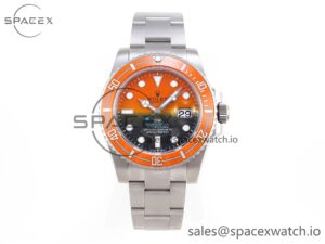 Rolex Submariner DIW Sandblasted VSF 1:1 Best Edition Orange Ceramic Bezel Orange/Black Dial on SS Bracelet VS3135