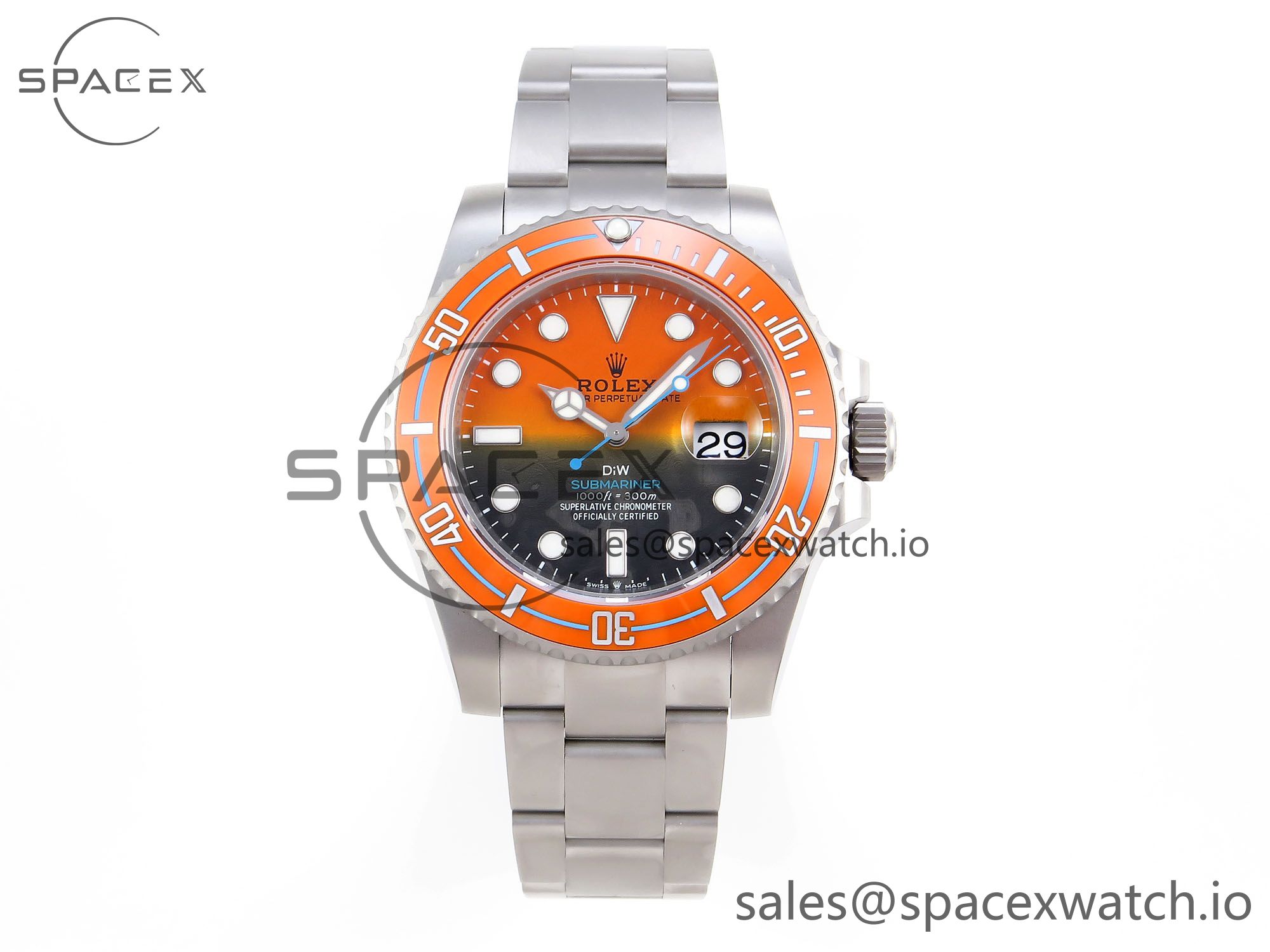 IMG_0631.jpg Rolex Submariner DIW Sandblasted VSF 1:1 Best Edition Orange Ceramic Bezel Orange/Black Dial on SS Bracelet VS3135 - Image 1