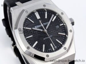 Audermars Piguet Royal Oak 41mm 15400 SS APSF 1:1 Best Edition Black Textured Dial on Black Rubber Strap SA3120 Super Clone V3 - Image 3