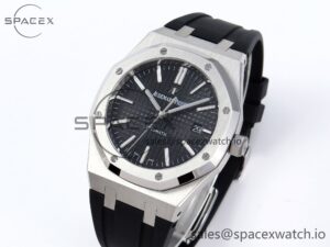 Audermars Piguet Royal Oak 41mm 15400 SS APSF 1:1 Best Edition Black Textured Dial on Black Rubber Strap SA3120 Super Clone V3 - Image 4