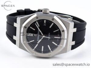 Audermars Piguet Royal Oak 41mm 15400 SS APSF 1:1 Best Edition Black Textured Dial on Black Rubber Strap SA3120 Super Clone V3 - Image 5