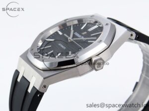 Audermars Piguet Royal Oak 41mm 15400 SS APSF 1:1 Best Edition Black Textured Dial on Black Rubber Strap SA3120 Super Clone V3 - Image 7