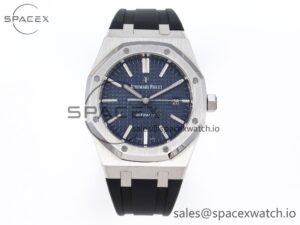 Audermars Piguet Royal Oak 41mm 15400 SS APSF 1:1 Best Edition Blue Textured Dial on Black Rubber Strap SA3120 Super Clone V3