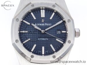 Audermars Piguet Royal Oak 41mm 15400 SS APSF 1:1 Best Edition Blue Textured Dial on Black Rubber Strap SA3120 Super Clone V3 - Image 2