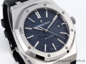 Audermars Piguet Royal Oak 41mm 15400 SS APSF 1:1 Best Edition Blue Textured Dial on Black Rubber Strap SA3120 Super Clone V3 - Image 3