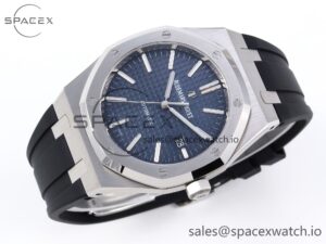 Audermars Piguet Royal Oak 41mm 15400 SS APSF 1:1 Best Edition Blue Textured Dial on Black Rubber Strap SA3120 Super Clone V3 - Image 6
