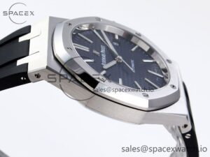 Audermars Piguet Royal Oak 41mm 15400 SS APSF 1:1 Best Edition Blue Textured Dial on Black Rubber Strap SA3120 Super Clone V3 - Image 8