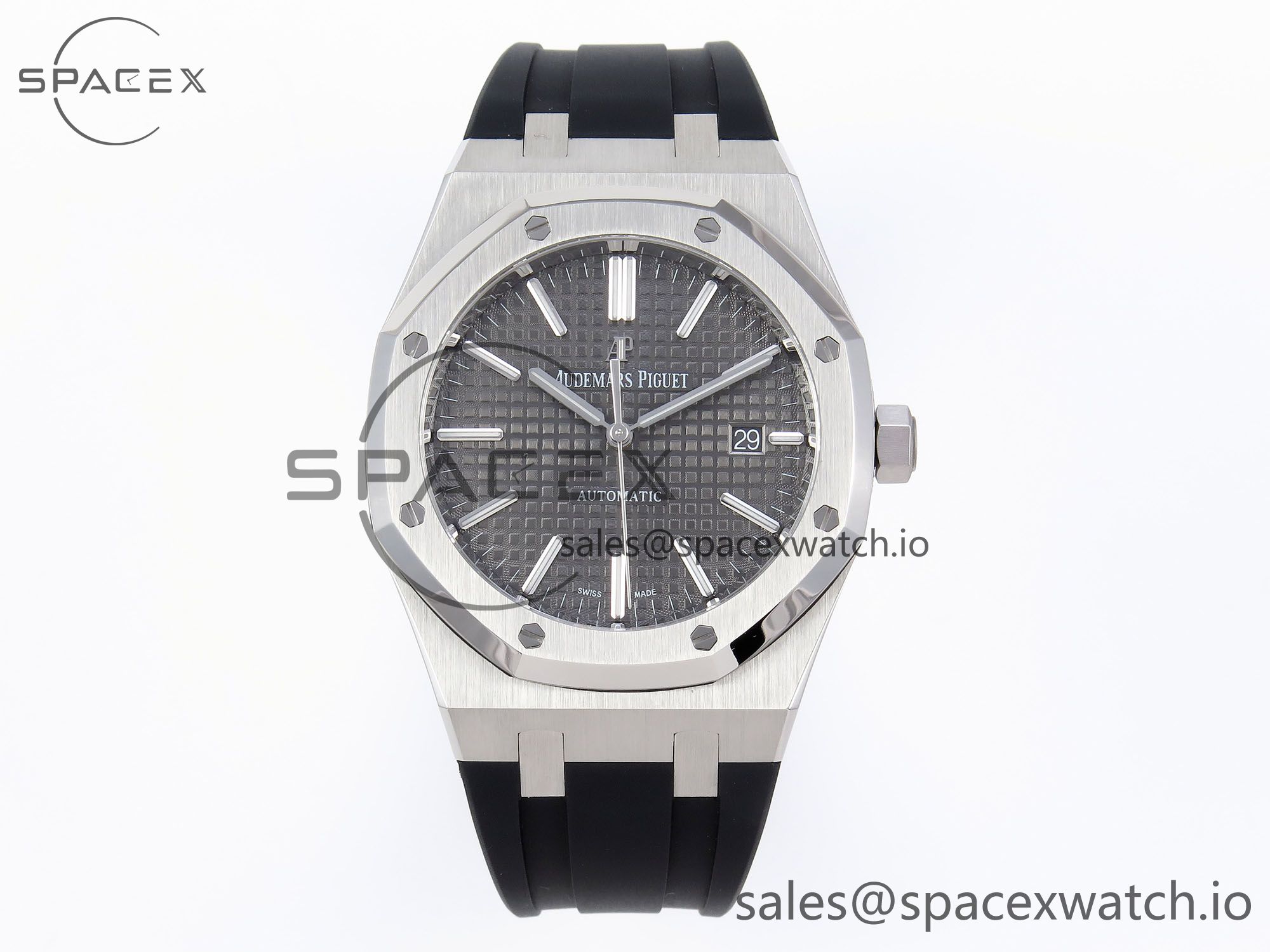 IMG_0911-1.jpg Audermars Piguet Royal Oak 41mm 15400 SS APSF 1:1 Best Edition Gray Textured Dial on Black Rubber Strap SA3120 Super Clone V3 - Image 1