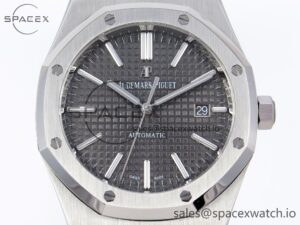 Audermars Piguet Royal Oak 41mm 15400 SS APSF 1:1 Best Edition Gray Textured Dial on Black Rubber Strap SA3120 Super Clone V3 - Image 2