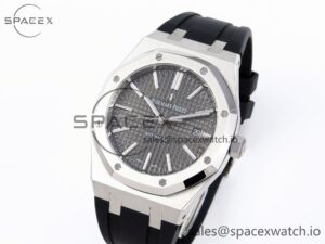 Audermars Piguet Royal Oak 41mm 15400 SS APSF 1:1 Best Edition Gray Textured Dial on Black Rubber Strap SA3120 Super Clone V3 - Image 4