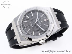 Audermars Piguet Royal Oak 41mm 15400 SS APSF 1:1 Best Edition Gray Textured Dial on Black Rubber Strap SA3120 Super Clone V3 - Image 6