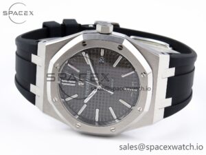 Audermars Piguet Royal Oak 41mm 15400 SS APSF 1:1 Best Edition Gray Textured Dial on Black Rubber Strap SA3120 Super Clone V3 - Image 5