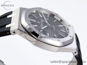 Audermars Piguet Royal Oak 41mm 15400 SS APSF 1:1 Best Edition Gray Textured Dial on Black Rubber Strap SA3120 Super Clone V3 - Image 8