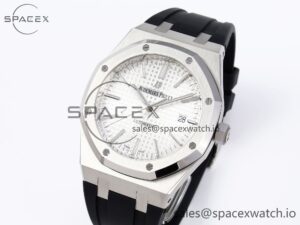 Audermars Piguet Royal Oak 41mm 15400 SS APSF 1:1 Best Edition White Textured Dial on Black Rubber Strap SA3120 Super Clone V3 - Image 4