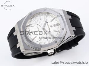 Audermars Piguet Royal Oak 41mm 15400 SS APSF 1:1 Best Edition White Textured Dial on Black Rubber Strap SA3120 Super Clone V3 - Image 6