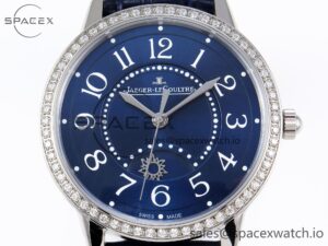 Jaeger-Lecoultre Rendez-Vous Night & Day SS APSF 1:1 Best Edition Blue Textured Dial Diamonds Bezel on Blue Leather Strap SA898 - Image 2