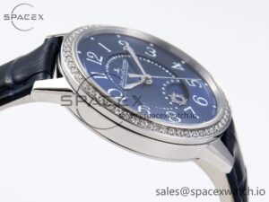 Jaeger-Lecoultre Rendez-Vous Night & Day SS APSF 1:1 Best Edition Blue Textured Dial Diamonds Bezel on Blue Leather Strap SA898 - Image 8