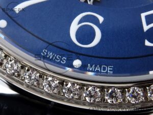 Jaeger-Lecoultre Rendez-Vous Night & Day SS APSF 1:1 Best Edition Blue Textured Dial Diamonds Bezel on Blue Leather Strap SA898 - Image 11