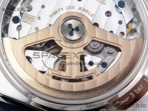 Jaeger-Lecoultre Rendez-Vous Night & Day SS APSF 1:1 Best Edition Blue Textured Dial Diamonds Bezel on Blue Leather Strap SA898 - Image 17