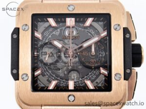 Hublot Square Bang Unico 42mm RG BBF 1:1 Best Edition Skeleton Dial on Black Rubber Strap A1280 - Image 2
