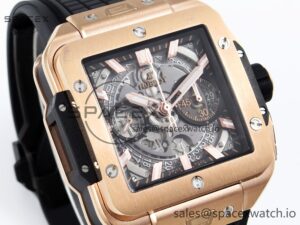 Hublot Square Bang Unico 42mm RG BBF 1:1 Best Edition Skeleton Dial on Black Rubber Strap A1280 - Image 3