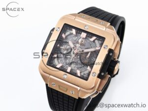 Hublot Square Bang Unico 42mm RG BBF 1:1 Best Edition Skeleton Dial on Black Rubber Strap A1280 - Image 4