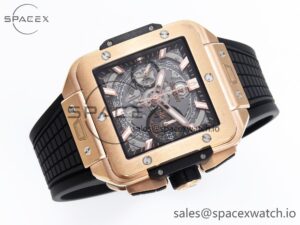 Hublot Square Bang Unico 42mm RG BBF 1:1 Best Edition Skeleton Dial on Black Rubber Strap A1280 - Image 6