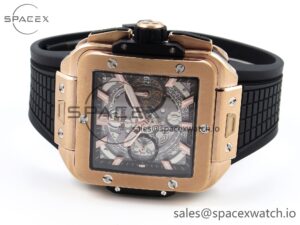 Hublot Square Bang Unico 42mm RG BBF 1:1 Best Edition Skeleton Dial on Black Rubber Strap A1280 - Image 5