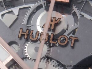 Hublot Square Bang Unico 42mm RG BBF 1:1 Best Edition Skeleton Dial on Black Rubber Strap A1280 - Image 12