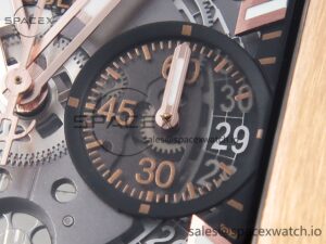 Hublot Square Bang Unico 42mm RG BBF 1:1 Best Edition Skeleton Dial on Black Rubber Strap A1280 - Image 13