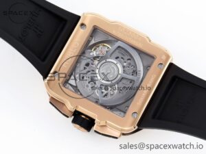 Hublot Square Bang Unico 42mm RG BBF 1:1 Best Edition Skeleton Dial Ceramic Bezel on Black Rubber Strap A1280 - Image 16