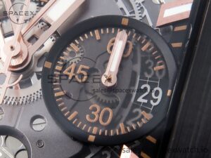 Hublot Square Bang Unico 42mm RG BBF 1:1 Best Edition Skeleton Dial Ceramic Bezel on Black Rubber Strap A1280 - Image 10