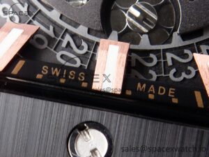 Hublot Square Bang Unico 42mm RG BBF 1:1 Best Edition Skeleton Dial Ceramic Bezel on Black Rubber Strap A1280 - Image 11