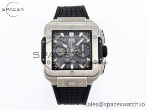 Hublot Square Bang Unico 42mm Titanium BBF 1:1 Best Edition Skeleton Dial on Black Rubber Strap A1280