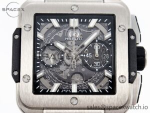 Hublot Square Bang Unico 42mm Titanium BBF 1:1 Best Edition Skeleton Dial on Black Rubber Strap A1280 - Image 2