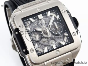 Hublot Square Bang Unico 42mm Titanium BBF 1:1 Best Edition Skeleton Dial on Black Rubber Strap A1280 - Image 3