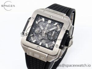 Hublot Square Bang Unico 42mm Titanium BBF 1:1 Best Edition Skeleton Dial on Black Rubber Strap A1280 - Image 4