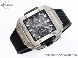 Hublot Square Bang Unico 42mm Titanium BBF 1:1 Best Edition Skeleton Dial on Black Rubber Strap A1280 - Image 6