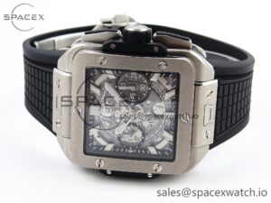 Hublot Square Bang Unico 42mm Titanium BBF 1:1 Best Edition Skeleton Dial on Black Rubber Strap A1280 - Image 5