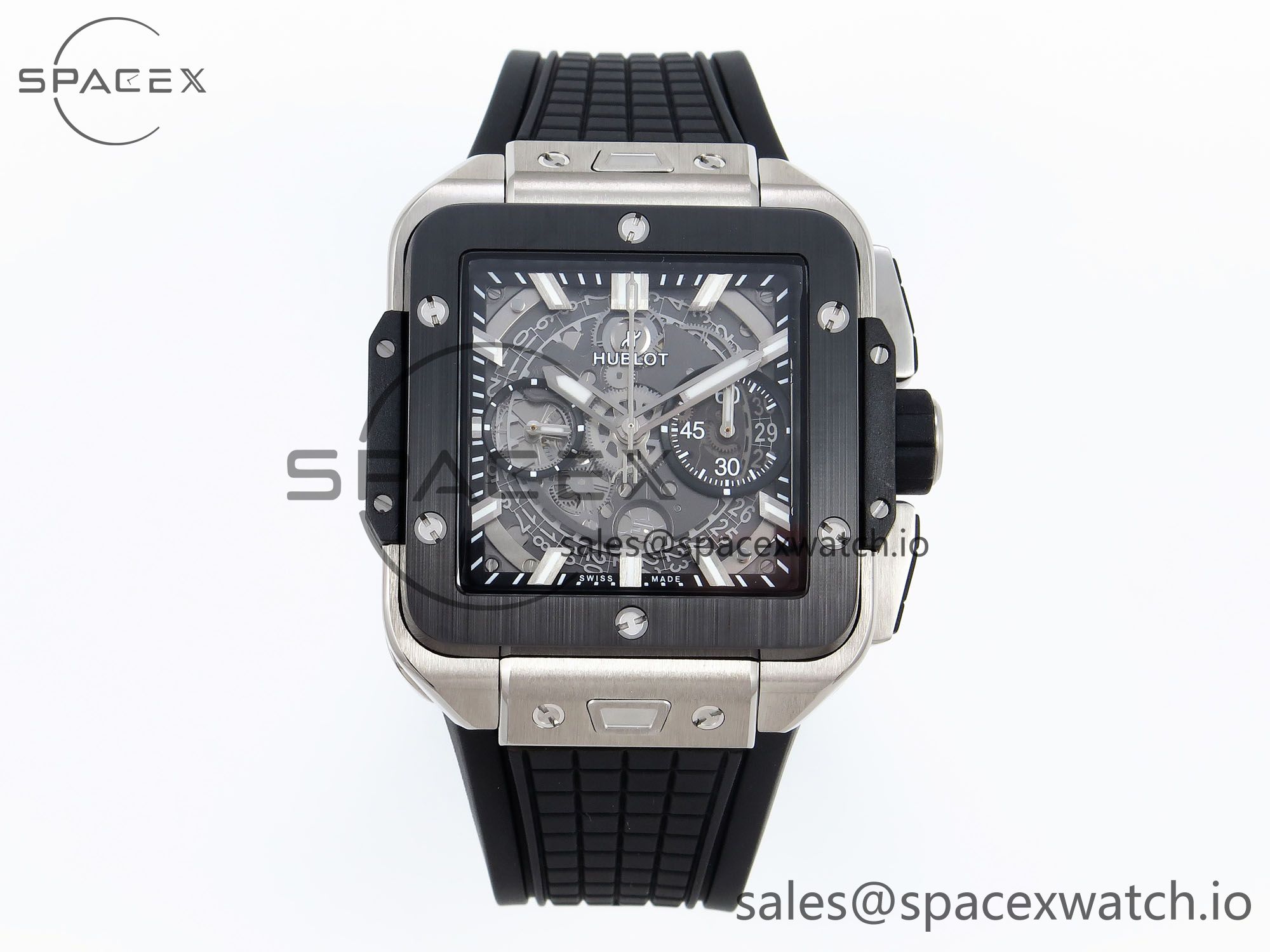 IMG_0114.jpg Hublot Square Bang Unico 42mm Titanium BBF 1:1 Best Edition Skeleton Dial Ceramic Bezel on Black Rubber Strap A1280 - Image 1