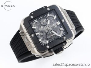 Hublot Square Bang Unico 42mm Titanium BBF 1:1 Best Edition Skeleton Dial Ceramic Bezel on Black Rubber Strap A1280 - Image 6