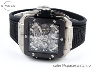 Hublot Square Bang Unico 42mm Titanium BBF 1:1 Best Edition Skeleton Dial Ceramic Bezel on Black Rubber Strap A1280 - Image 5