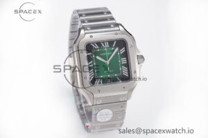 Santos de Cartier 40mm SS 2018 BVF 1:1 Best Edition Green Dial on SS SmartLinks Bracelet MIYOTA 9015 V2 - Image 2