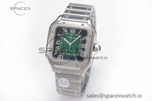 Santos de Cartier 40mm SS 2018 BVF 1:1 Best Edition Green Dial on SS SmartLinks Bracelet MIYOTA 9015 V2 - Image 3