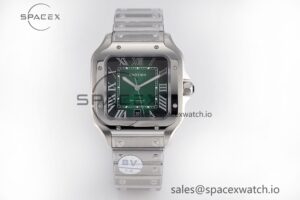 Santos de Cartier 40mm SS 2018 BVF 1:1 Best Edition Green Dial on SS SmartLinks Bracelet MIYOTA 9015 V2