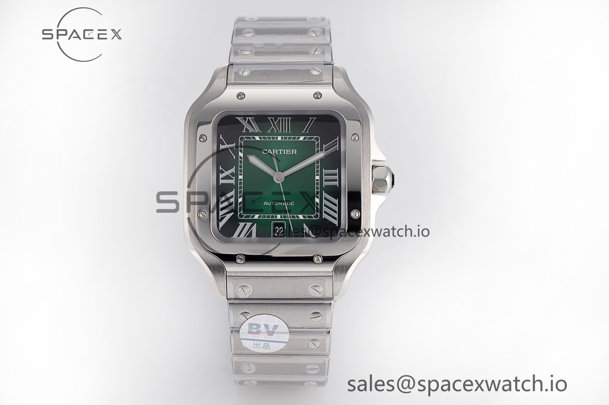 MG_2843-scaled-1.jpg Santos de Cartier 40mm SS 2018 BVF 1:1 Best Edition Green Dial on SS SmartLinks Bracelet MIYOTA 9015 V2 - Image 1