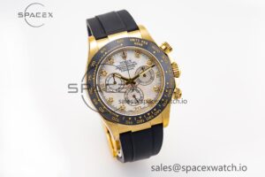 Daytona 116518 Clean Factory 1:1 Best Edition White Pearl Diamonds Dial on Oysterflex Rubber Strap SA4130 - Image 2