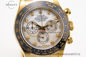 Daytona 116518 Clean Factory 1:1 Best Edition White Pearl Diamonds Dial on Oysterflex Rubber Strap SA4130 - Image 5
