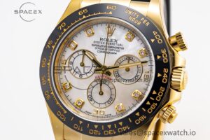 Daytona 116518 Clean Factory 1:1 Best Edition White Pearl Diamonds Dial on Oysterflex Rubber Strap SA4130 - Image 3