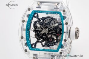 RM055 Transparent SONIC Best Edition Skeleton Blue Dial on White Nylon Strap Clone RMUL2 - Image 5